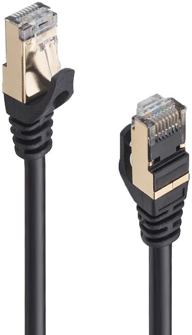 RASTO REC13 極速 Cat7 鍍金接頭SFTP雙屏蔽網路線, 5m, 黑色, 1條