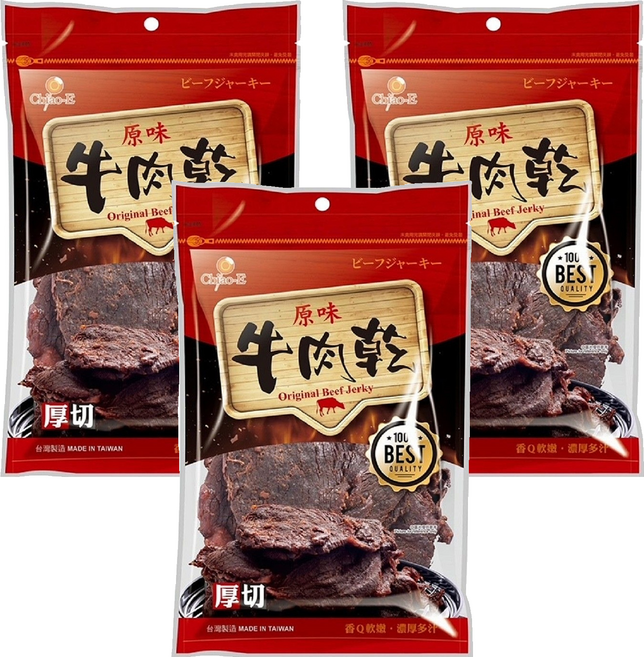 Chiao-E 巧益 原味牛肉乾, 70g, 3包