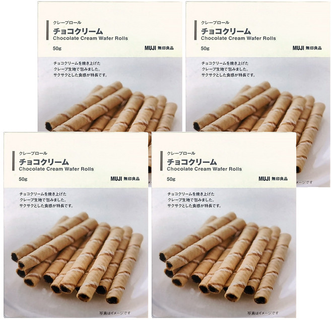 MUJI 無印良品捲心酥 可可奶油風味 S, 50g, 4盒