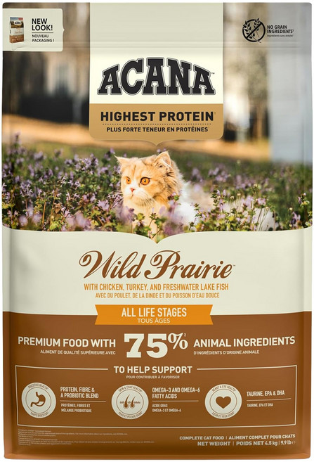 ACANA 愛肯拿 全齡貓 無榖配方飼料, 放養雞肉 + 蔓越莓, 4.5kg, 1包