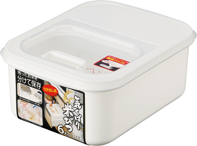 Inomata 6公斤米箱 附量杯 米桶保鮮盒, 1個, 白色