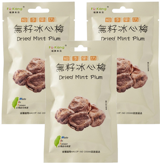 梅李果坊 無籽冰心梅, 15g, 3包