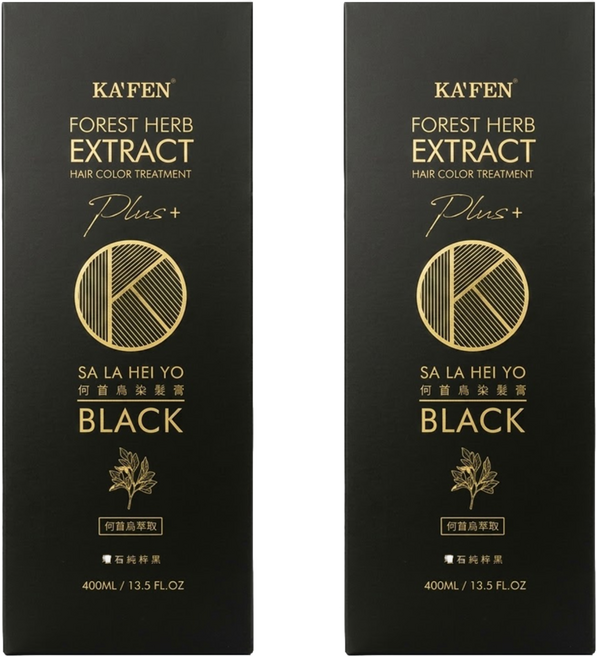 KA'FEN 卡氛 Plus+ 何首烏染髮膏 200ml, 曜石純粹黑, 2件