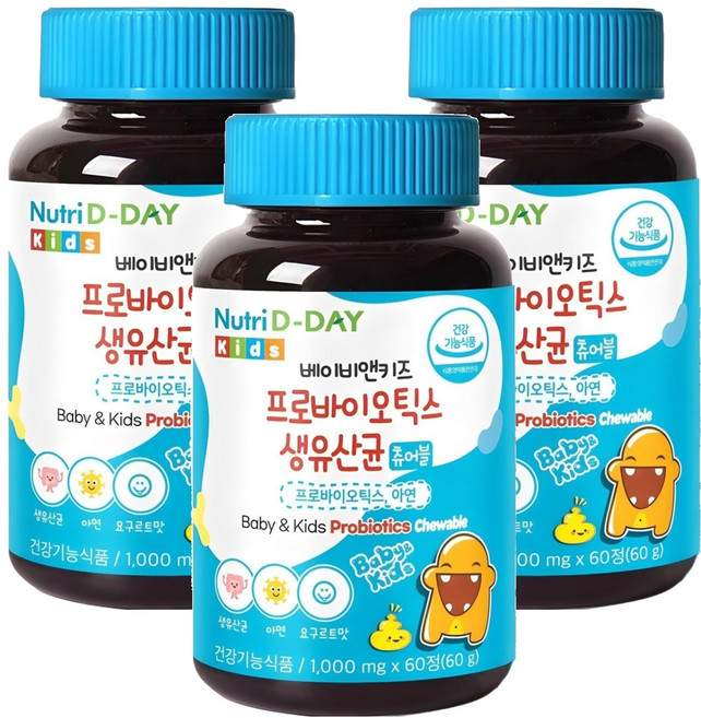 Nutri D-DAY 嬰兒與兒童益生菌 活性乳酸菌, 60錠, 3個