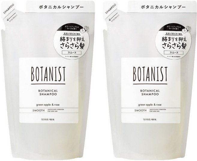 BOTANIST 植物性洗髮精 清爽柔順型 補充包 青蘋果&玫瑰, 400ml, 2包