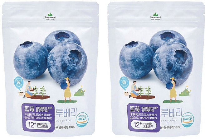 Ssalgwaja 米餅村 無添加寶寶水果脆片, 藍莓, 20g, 2包