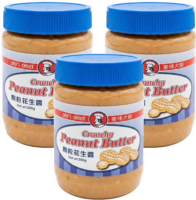 CHEF'S CHOICE 美味大師 顆粒花生醬, 500g, 3罐