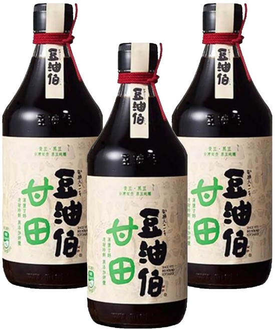 豆油伯 甘田釀造醬油 薄鹽, 500ml, 3瓶