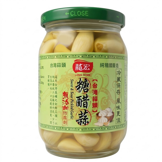 龍宏 糖醋蒜, 380g, 1罐