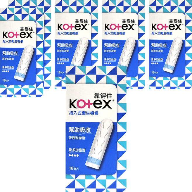 Kotex 靠得住 指入式衛生棉條, 量多加強型, 16支, 6盒