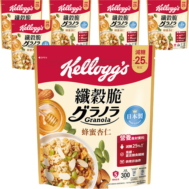 Kellogg's 家樂氏 纖穀脆 蜂蜜杏仁, 6包, 300g