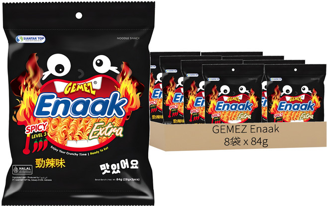 GEMEZ Enaak 韓式小雞麵 勁辣味, 84g, 8袋