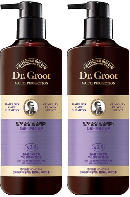 Dr.Groot 健髮專家 緩解掉髮症狀 集中修護 多效完美 無力細軟髮專用洗髮精, 330ml, 2個