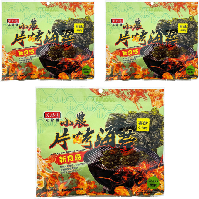太珍香 小農片烤海苔 香酥, 30g, 3包