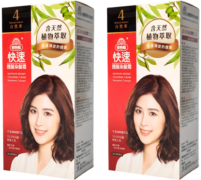 美吾髮 快速護髮染髮霜, 4 自然栗, 2個