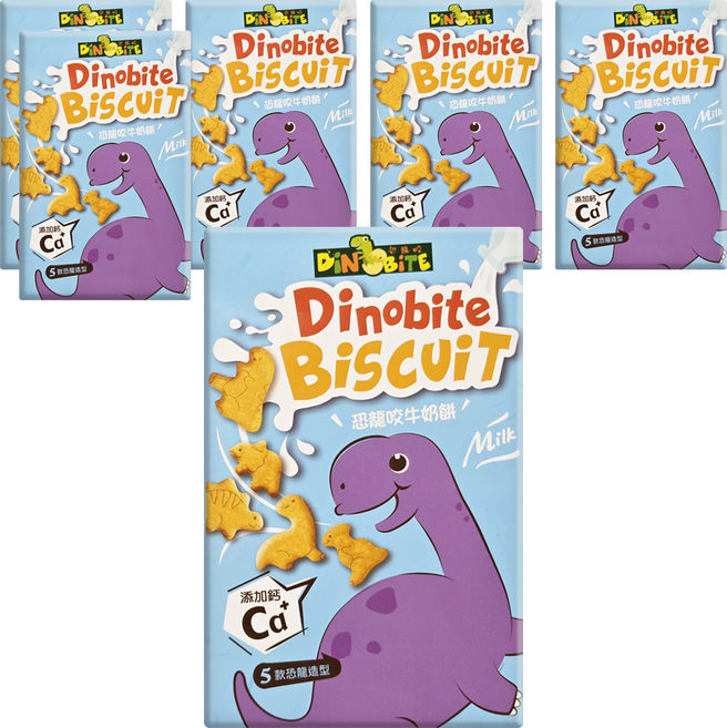 DiNOBiTE 恐龍咬 牛奶餅 外盒款式隨機, 60g, 6盒