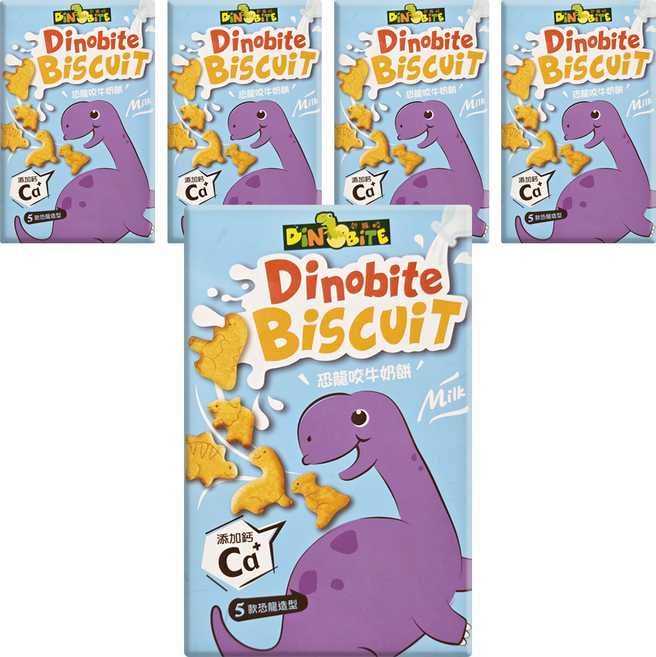 DiNOBiTE 恐龍咬 牛奶餅 外盒款式隨機, 60g, 5盒