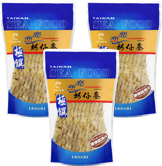 戀戀蚵仔寮 炭烤魷魚片, 100g, 3包