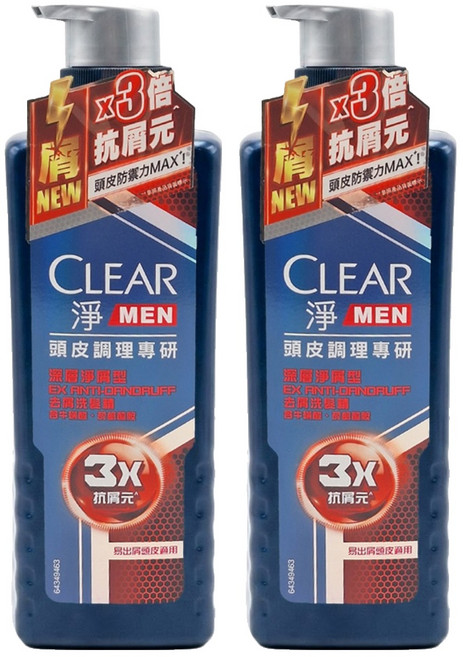 CLEAR 淨 男士頭皮調理專研去屑洗髮精 深層淨屑型, 570g, 2瓶