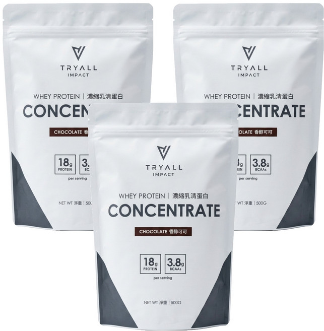 TRYALL 濃縮乳清蛋白粉 香醇可可, 500g, 3包