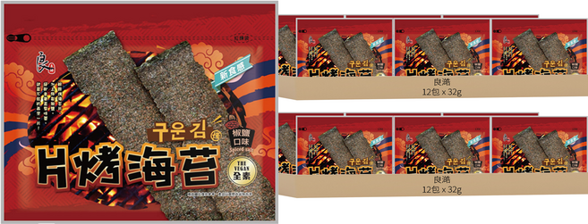 良澔 片烤海苔 椒鹽全素, 32g, 24包