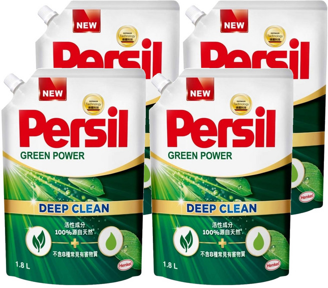 Persil 寶瀅 台灣公司貨 植純粹洗衣凝露補充包 6'S, 1.8L, 1入, 4袋
