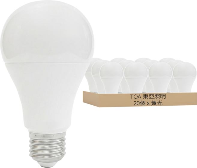 TOA 東亞照明 LED球型燈泡 16W 3000K, 黃光, 20個