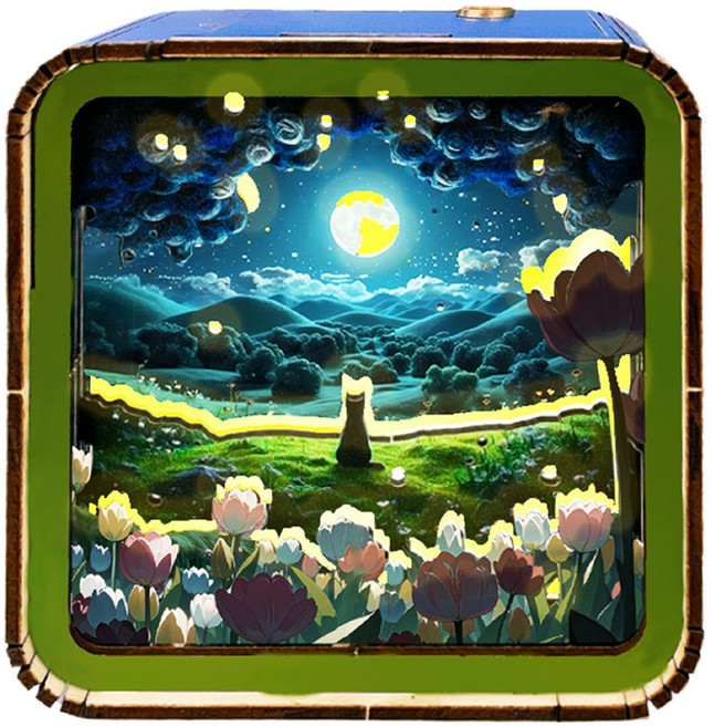 上手家居 3D拼圖夜燈手做材料包, 月色柔影 銀色 + 藍色