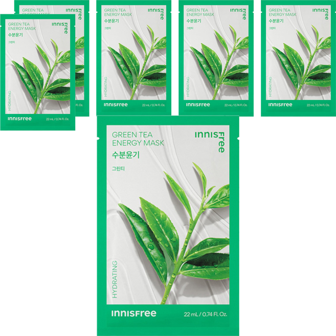 INNISFREE 台灣公司貨 我的真萃能量面膜 綠茶款 22ml, 1入, 6片