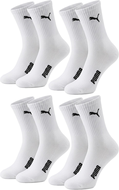 PUMA Aerosilver 鋪棉機能性運動中筒襪 4雙, 白色, 1套