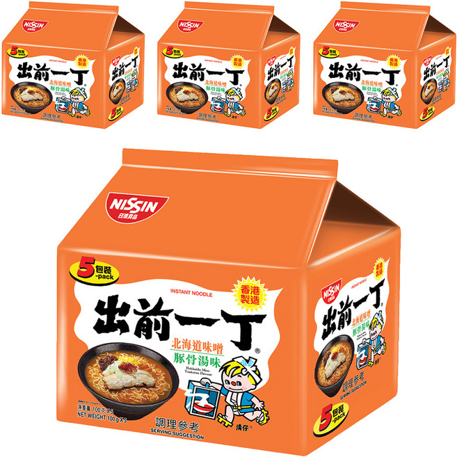 NISSIN 日清 出前一丁 北海道味噌豚骨湯麵 橘 100g, 20包