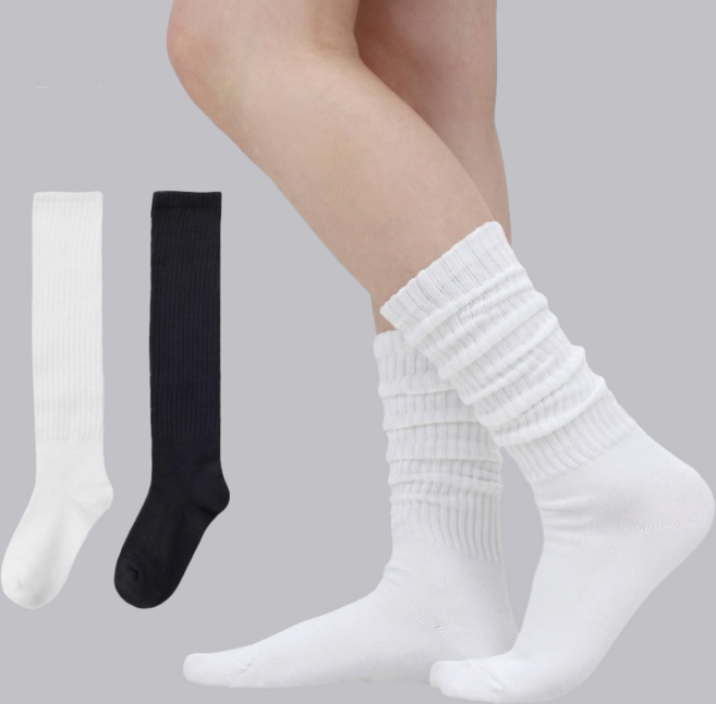 IZILEG 女性羅紋皺褶寬鬆堆堆襪 2雙組