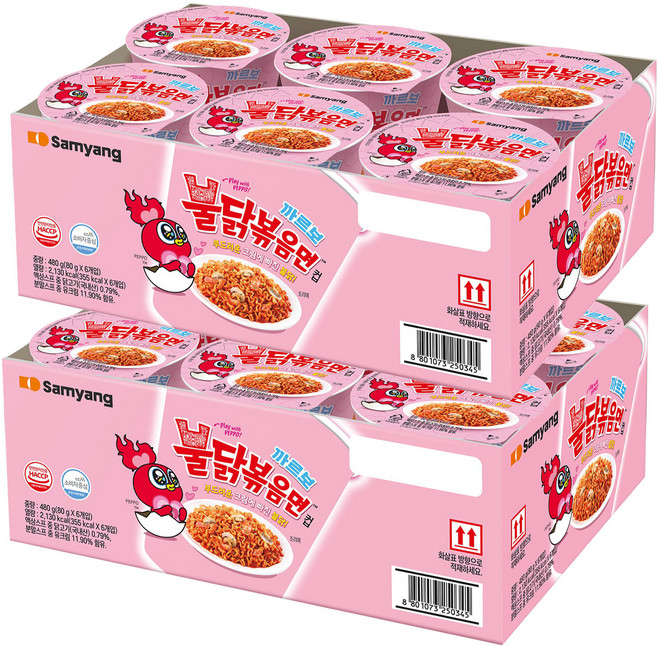 Buldak Ramen 火辣雞肉鐵板炒麵杯裝 奶油白醬 80g, 12入