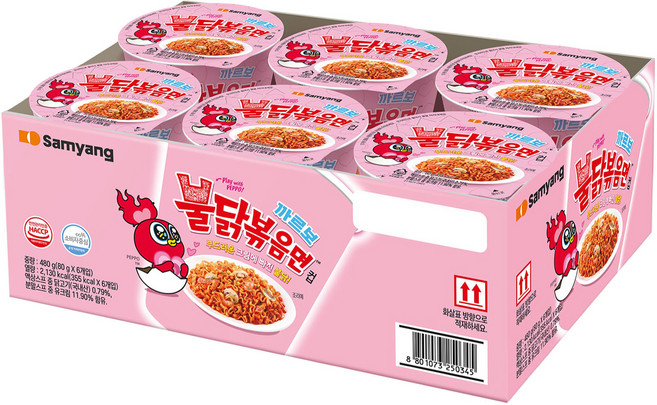 Buldak Ramen 火辣雞肉鐵板炒麵杯裝 奶油白醬 80g, 6入