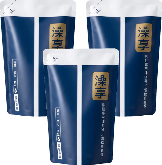 澡享 男性專用沐浴乳補充包 雪松白麝香, 650g, 3包