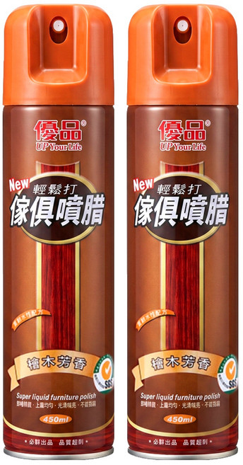 優品 傢俱噴腊 檜木, 450ml, 2瓶