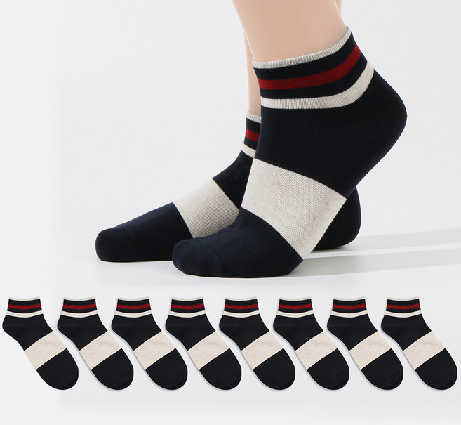 Sockpiens 男士三色踝襪 8雙
