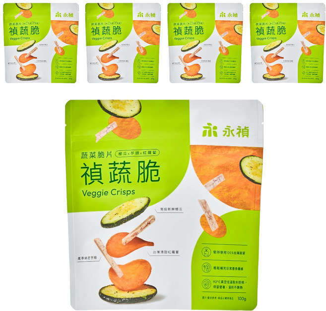 永禎 禎蔬脆 蔬菜脆片, 5包, 100g
