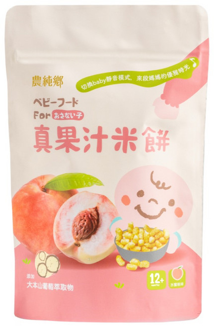 農純鄉 真果汁米餅 水蜜桃口味, 水蜜桃, 40g, 1個