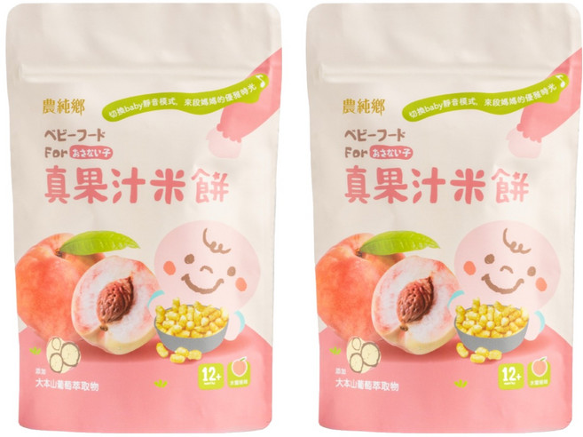 農純鄉 真果汁米餅 水蜜桃口味, 水蜜桃, 40g, 2個