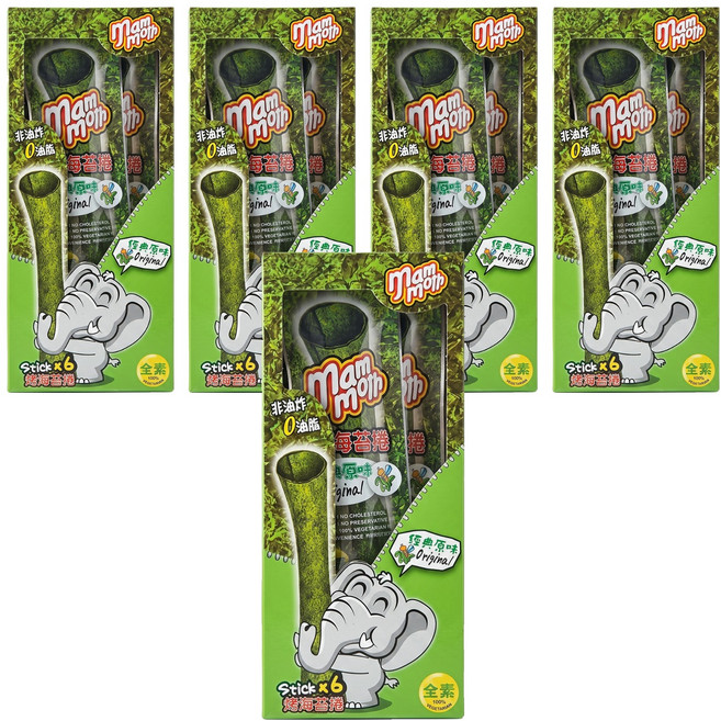 mam moth 泰式烤海苔捲 經典原味 6入, 15g, 5盒