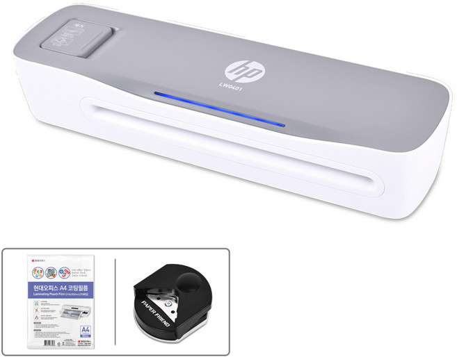 hp 惠普 小型防卡紙A4護貝機 LW0401 + 25張護貝膜 + 圓角器套組, A4