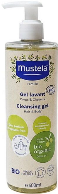 mustela 慕之恬廊 有機好橄雙潔露 400ml 新生兒適用 溫和清潔 洗髮沐浴二合一, 1瓶
