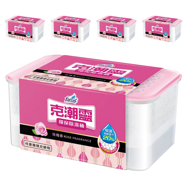 farcent 花仙子 克潮靈 環保除濕桶 玫瑰香, 350g, 5個