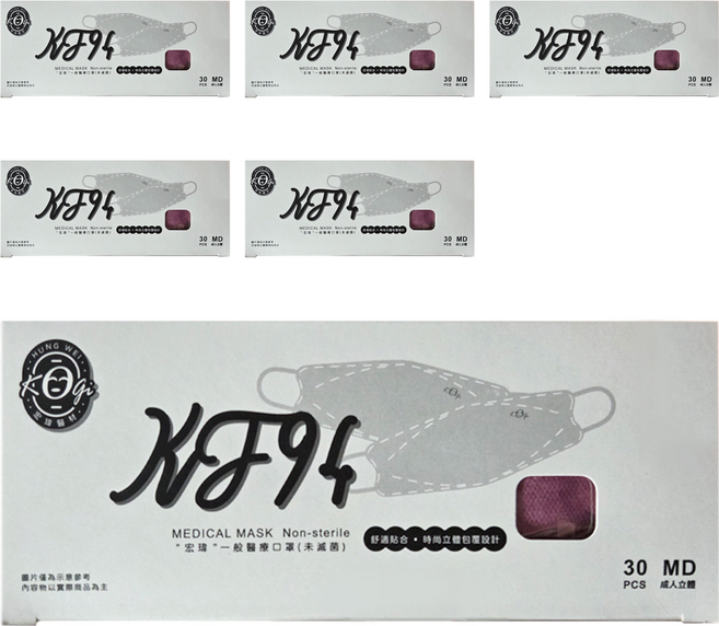 KOgi 宏瑋 kf94三層醫療口罩 綜合, 30片, 6盒, 三層式 高雅華貴