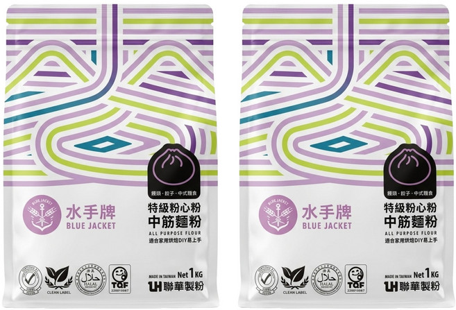 聯華製粉 BLUE JACKET 水手牌 特級粉心粉中筋麵粉, 1kg, 2包