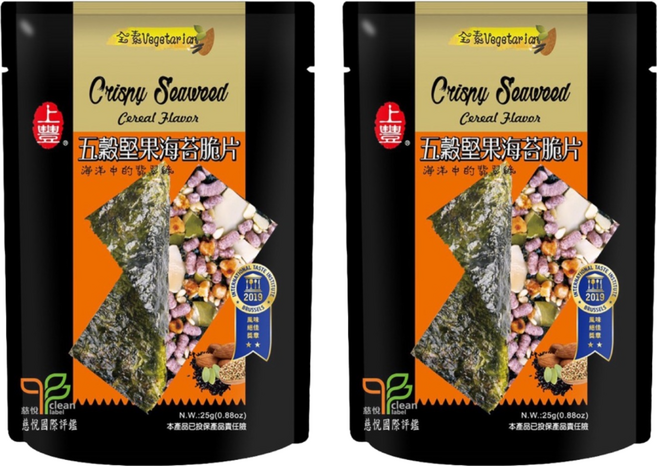 上豐 五穀堅果海苔脆片, 25g, 2個