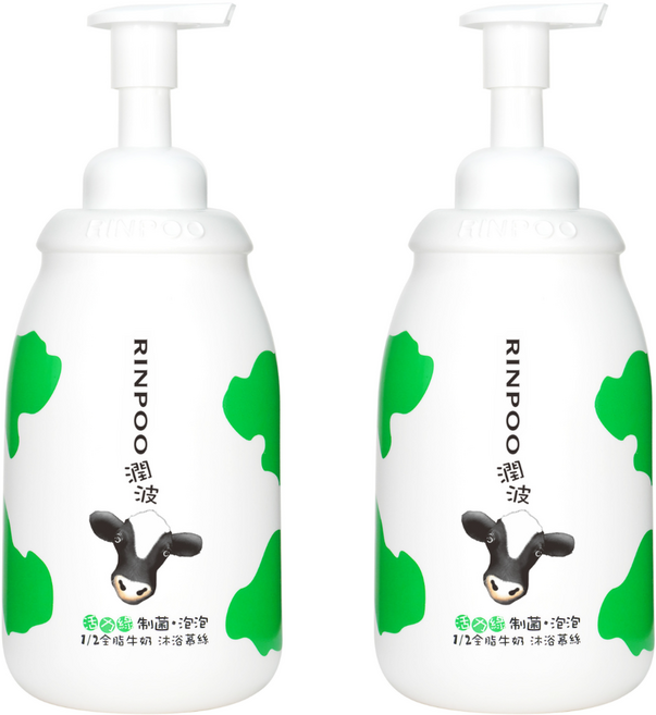 RINPOO 潤波 1/2全脂牛奶制菌沐浴慕斯, 850ml, 2瓶