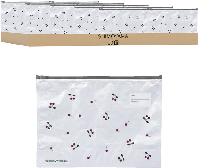 SHIMOYAMA 印花風可重複使用鋁鈦箔保鮮密封袋 10入, 1盒, 白色