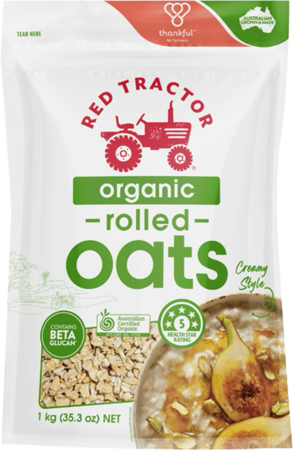 RED TRACTOR 紅色拖拉機 有機原粒大燕麥片, 1kg, 1袋